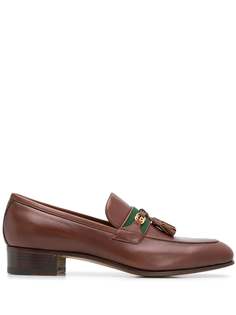 Gucci лоферы с отделкой Web и логотипом Interlocking G