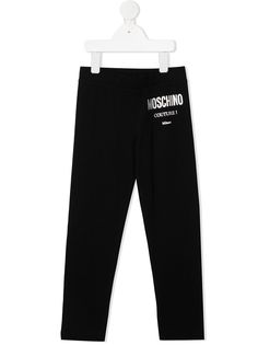 Moschino Kids легинсы с логотипом металлик