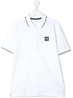 BOSS Kidswear рубашка поло с контрастной отделкой и логотипом