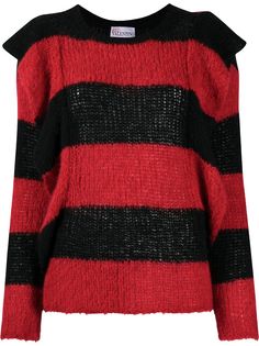 RED Valentino джемпер в полоску с круглым вырезом и оборками