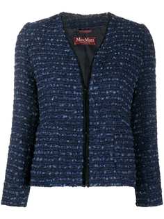 Max Mara твидовый пиджак с V-образным вырезом