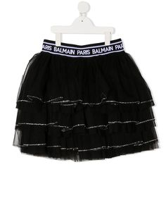 Balmain Kids ярусная мини-юбка из тюля
