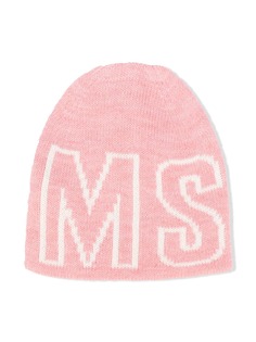 Msgm Kids шапка бини вязки интарсия с логотипом