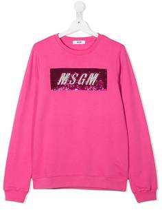 MSGM Kids футболка с пайетками и круглым вырезом