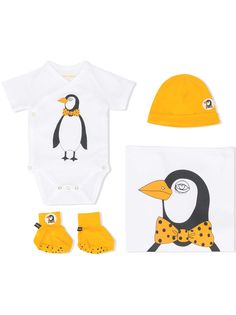 Mini Rodini комплект из боди, шапки и носков с принтом