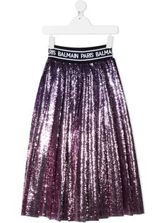 Balmain Kids плиссированная юбка с пайетками