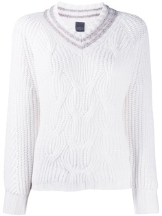Lorena Antoniazzi джемпер фактурной вязки с V-образным вырезом