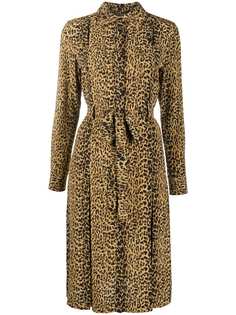 Saint Laurent платье-рубашка с леопардовым принтом