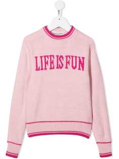Alberta Ferretti Kids джемпер Life Is Fun вязки интарсия