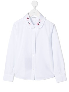 Dolce & Gabbana Kids рубашка с воротником Питер Пэн и вышивкой