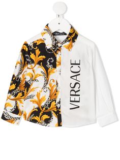 Young Versace рубашка со вставками и принтом Barocco Acanthus