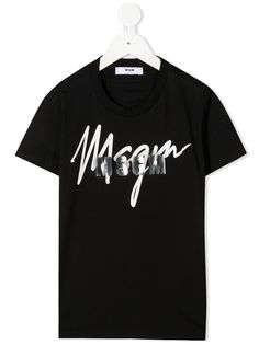 MSGM Kids футболка с логотипом металлик