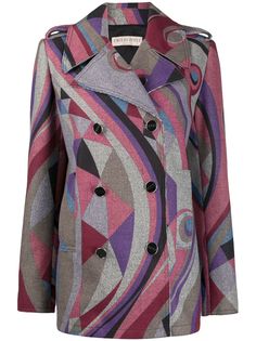 Emilio Pucci двубортное пальто с абстрактным принтом
