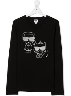 Karl Lagerfeld Kids топ с длинными рукавами и графичным принтом