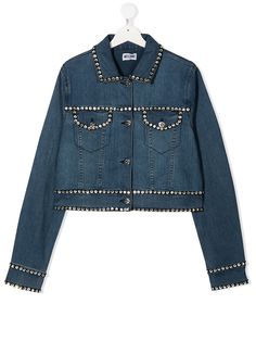 Moschino Kids джинсовая рубашка с длинными рукавами и заклепками