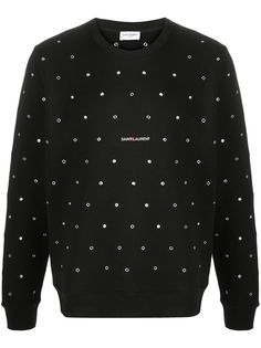 Saint Laurent толстовка с логотипом и люверсами