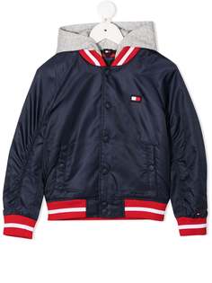 Tommy Hilfiger Junior пуховик-бомбер с логотипом