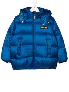 Moschino Kids пуховик с нашивкой-логотипом