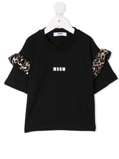 Msgm Kids футболка с оборками и логотипом