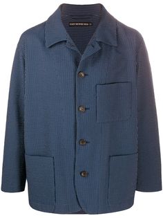 Issey Miyake пиджак из сирсакера с накладными карманами