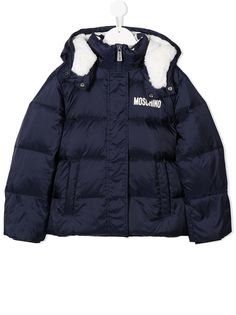 Moschino Kids пуховик с логотипом