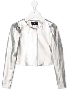 Monnalisa куртка с эффектом металлик без воротника