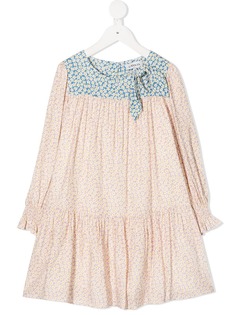 LANVIN Enfant платье с цветочным принтом и контрастными вставками