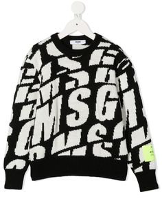 MSGM Kids джемпер с логотипом вязки интарсия