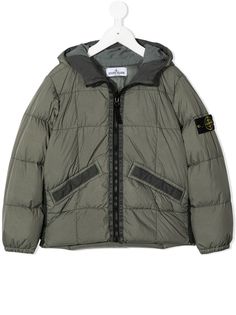 Stone Island Junior пуховик с нашивкой-логотипом