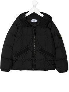 Stone Island Junior пуховик с нашивкой-логотипом