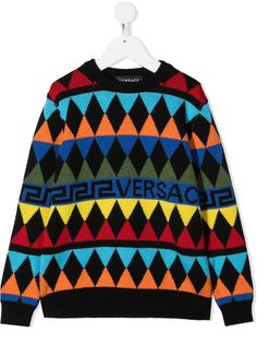 Versace Kids джемпер с круглым вырезом и геометричным принтом