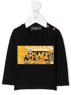 Versace Kids топ с длинными рукавами и нашивкой-логотипом