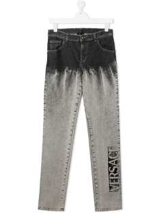 Versace Kids джинсы с эффектом потертости и логотипом