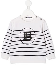 Balmain Kids полосатый джемпер с логотипом