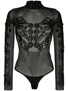 Amen декорированное боди с длинными рукавами