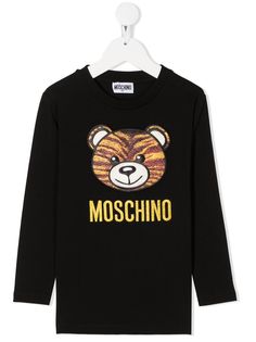 Moschino Kids рубашка с длинными рукавами и вышитым логотипом