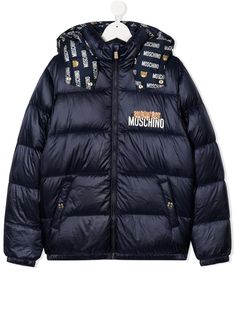 Moschino Kids куртка-пуховик с логотипом и принтом Teddy Bear
