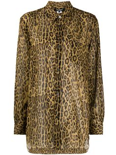 Junya Watanabe полупрозрачная рубашка с леопардовым принтом