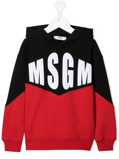 Msgm Kids худи в стиле колор-блок с логотипом