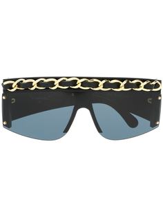 Chanel Pre-Owned солнцезащитные очки в квадратной оправе с цепочкой