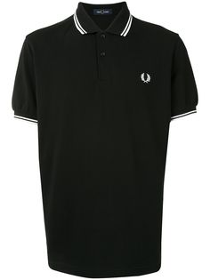 FRED PERRY рубашка поло с отделкой в полоску и логотипом