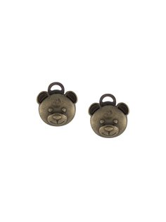 Moschino серьги-гвоздики в форме медведя с логотипом