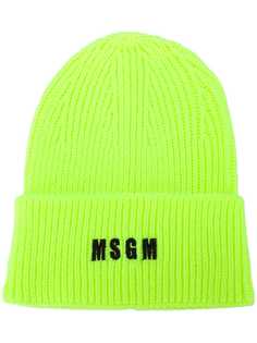 MSGM шапка бини в рубчик с вышитым логотипом