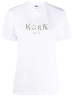 MSGM футболка с вышитым логотипом