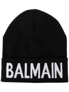 Balmain Kids шапка бини с логотипом вязки интарсия
