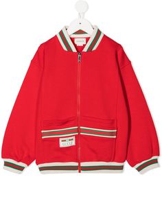 Gucci Kids бомбер на молнии с отделкой Web