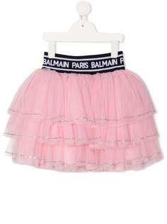 Balmain Kids ярусная юбка из тюля