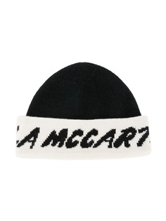 Stella McCartney Kids вязаная шапка бини с логотипом