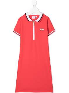 BOSS Kidswear платье-рубашка с воротником поло