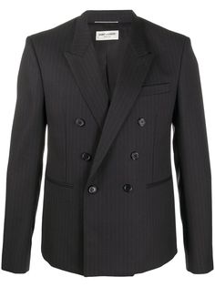 Saint Laurent двубортный пиджак в тонкую полоску
